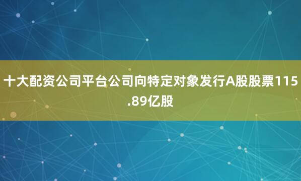 十大配资公司平台公司向特定对象发行A股股票115.89亿股