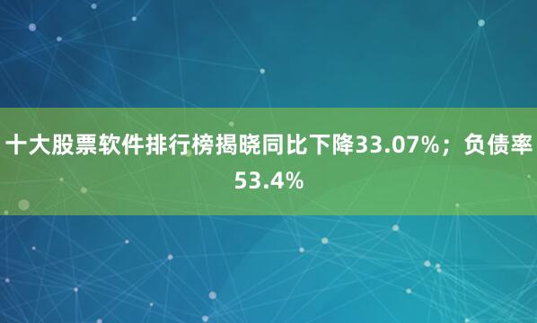 十大股票软件排行榜揭晓同比下降33.07%;负债率53.4%