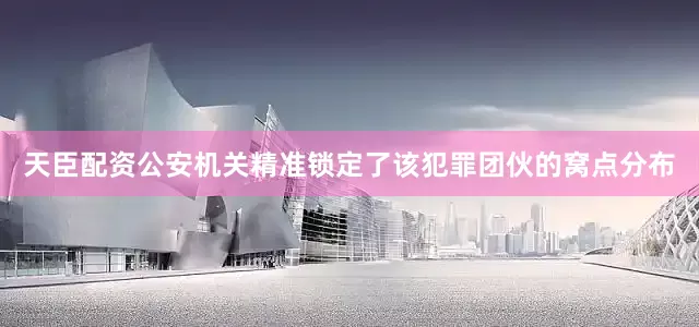 天臣配资公安机关精准锁定了该犯罪团伙的窝点分布